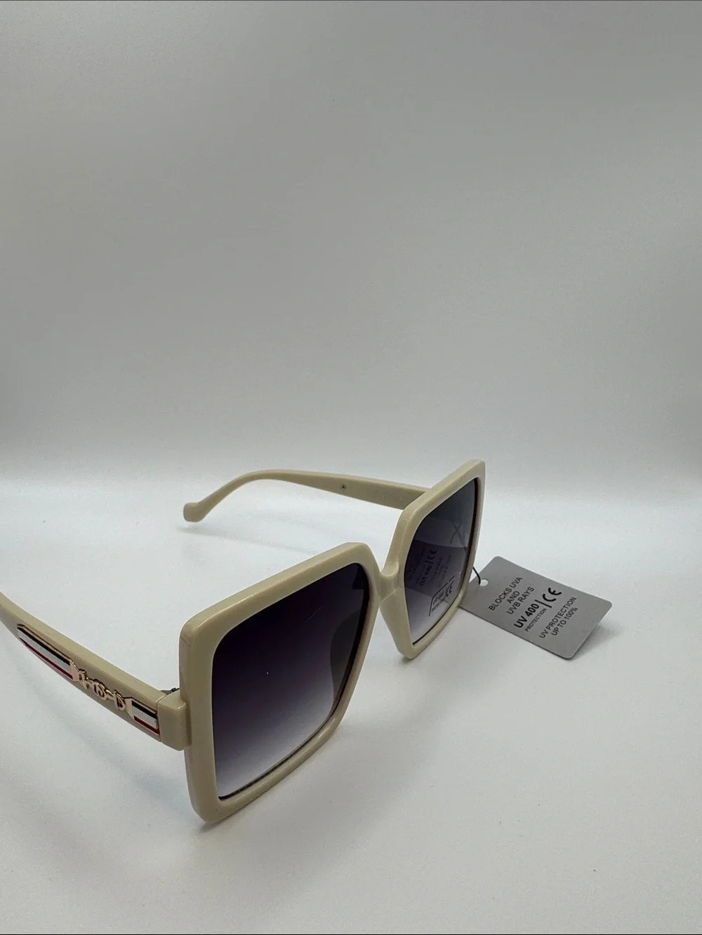 Women's Oversized Square Sunglasses - Cream Frame, Gradient Lenses